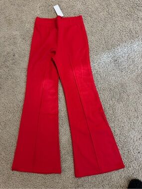 Sunday Bright Red Flared Knit Pants